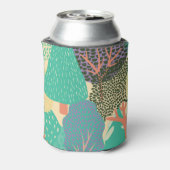様式化された木:森の明るいパターン 缶クーラー (缶裏面)