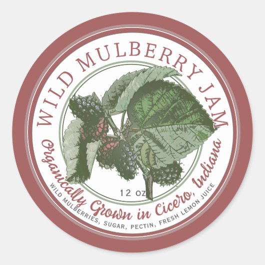 様式化された水の色マルチベリージャム州名ロゴ ラウンドシール (正面)