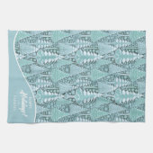 様式化された沿岸クリスマスツリーパターン#6 ID1009 キッチンタオル (横)