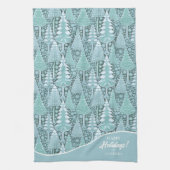 様式化された沿岸クリスマスツリーパターン#6 ID1009 キッチンタオル (縦)