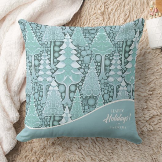 様式化された沿岸クリスマスツリーパターン#6 ID1009 クッション (ブランケット)