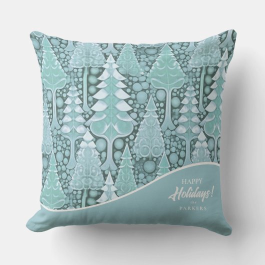 様式化された沿岸クリスマスツリーパターン#6 ID1009 クッション (正面)