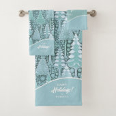 様式化された沿岸クリスマスツリーパターン#6 ID1009 バスタオルセット (インサイチュ)