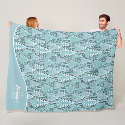 様式化された沿岸クリスマスツリーパターン#6 ID1009 フリースブランケット (インサイチュ)