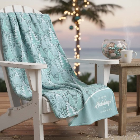 様式化された沿岸クリスマスツリーパターン#6 ID1009 フリースブランケット