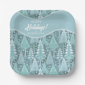 様式化された沿岸クリスマスツリーパターン#6 ID1009 ペーパープレート (正面)