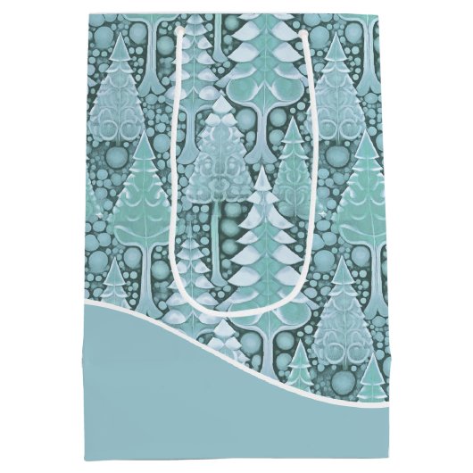 様式化された沿岸クリスマスツリーパターン#6b ID1009 ミディアムペーパーバッグ (裏面)