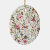 様式化された流れを用いる絹材料のための花柄 セラミックオーナメント (右)