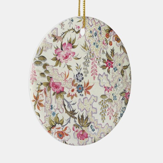 様式化された流れを用いる絹材料のための花柄 セラミックオーナメント (右)