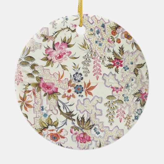 様式化された流れを用いる絹材料のための花柄 セラミックオーナメント (裏面)