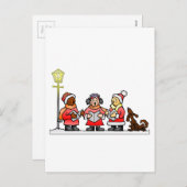 様式化された漫画クリスマスカロリング シーズンポストカード (正面/裏面)