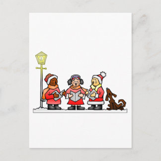 様式化された漫画クリスマスカロリング シーズンポストカード