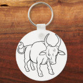 様式化された牛のイラストレーション キーホルダー (正面)