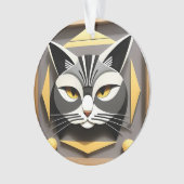様式化された猫の抽象デザイン オーナメント (正面)