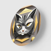 様式化された猫の抽象デザイン ラウンド壁時計 (傾斜)