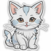 様式化された猫の漫画ラインアートデザイン-52316 シール (正面)