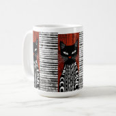 様式化された猫 コーヒーマグカップ (正面左)