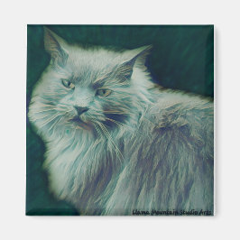 様式化された猫#1グリーンツイグマグネット マグネット