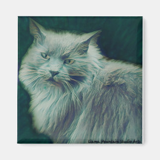 様式化された猫#1グリーンツイグマグネット マグネット