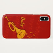 様式化された真鍮トランペットレッドネームiphoneケース Case-Mate iPhoneケース (裏面(横))