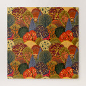 様式化された秋の木、明るい森のパターン。 ジグソーパズル (縦)