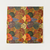 様式化された秋の木、明るい森のパターン。 タペストリー (正面(横))