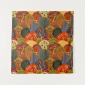 様式化された秋の木、明るい森のパターン。 タペストリー (正面)