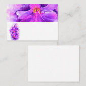 様式化された紫の蘭の名前の座席表 プレイスカード (正面/裏面)