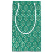 様式化された緑の葉パターン スモールペーパーバッグ (正面)