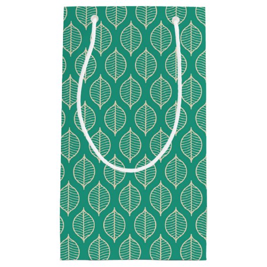 様式化された緑の葉パターン スモールペーパーバッグ (正面)