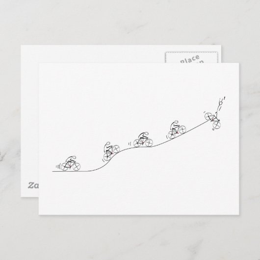 様式化された自転車乗りデザイン ポストカード (正面/裏面)