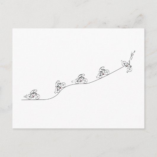 様式化された自転車乗りデザイン ポストカード (正面)