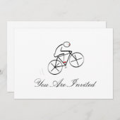 様式化された自転車乗りデザイン 招待状 (正面/裏面)