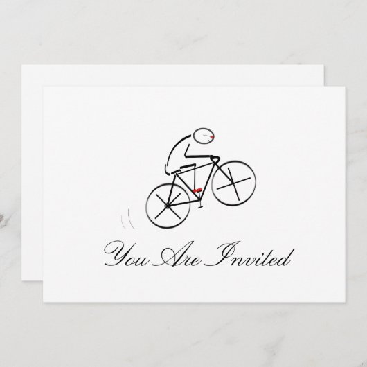 様式化された自転車乗りデザイン 招待状 (正面/裏面)