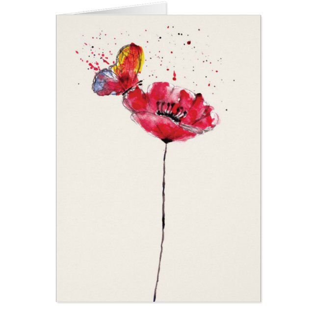 様式化された色彩の鮮やかな水彩画のケシの花 (正面)