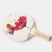 様式化された色彩の鮮やかな水彩画のケシの花 卓球ラケット (横)
