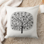 様式化された花の木 – ライトグレー クッション (ブランケット)