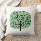 様式化された花の木 – 薄緑 クッション (ブランケット)