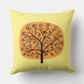 様式化された花の木 – LtオレンジとLt黄色 クッション (裏面)