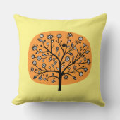 様式化された花の木 – LtオレンジとLt黄色 クッション (正面)