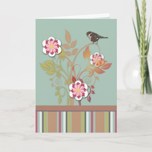 様式化された花の鳥カード カード (正面)
