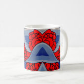 様式化された花葉とプリント コーヒーマグカップ (正面右)