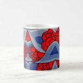 様式化された花葉とプリント コーヒーマグカップ (中央)