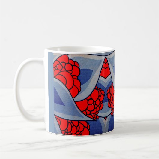 様式化された花葉とプリント コーヒーマグカップ (左)