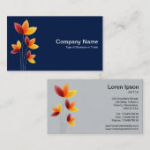 様式化された花 – ダークブルーの上に白001744 名刺 (正面/裏面)