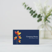 様式化された花 – ダークブルーの上に白001744 名刺 (スタンド正面)