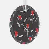 様式化された花：ヴィンテージパターンエレガンス ガラスオーナメント (正面右)