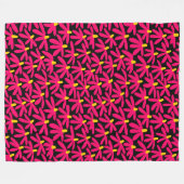 様式化された花 – 深紅、琥珀、黒 フリースブランケット (正面(横))