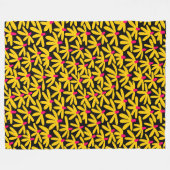 様式化された花 – 琥珀、深紅、黒 フリースブランケット (正面(横))