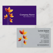 様式化された花 – 白オン深い紫 名刺 (正面/裏面)